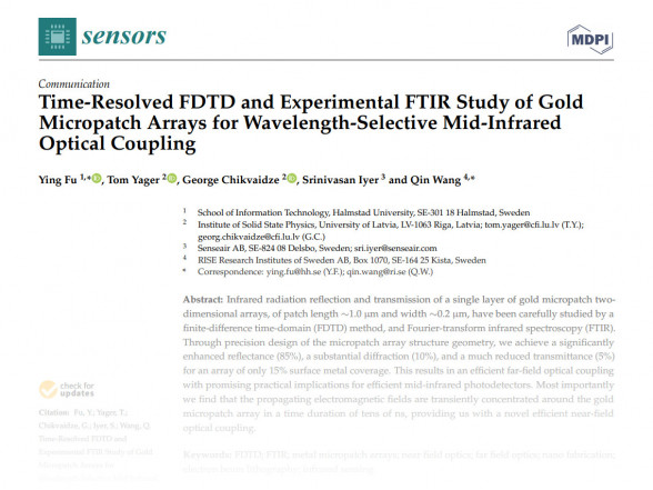 The joint effort of RIX-STO collaboration platform results in  an article in open access scientific journal SENSORS